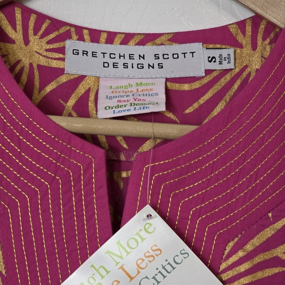 NWT Gretchen Scott Designs Women's Pink Metallic Starburst Cotton Dress Small - Picture 2 of 8